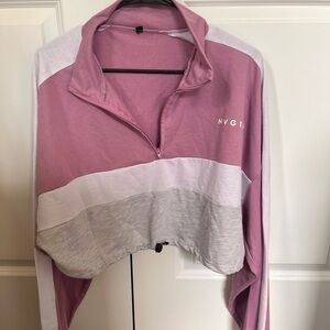 Pink and Gray Quarter-Zip Pullover